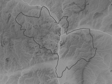 Kogi, Nijerya Eyaleti. Gölleri ve nehirleri olan gri tonlama yükseklik haritası