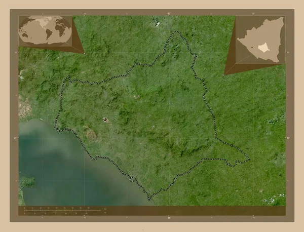 ニカラグアの話だ 低解像度衛星地図 コーナー補助位置図 — ストック写真