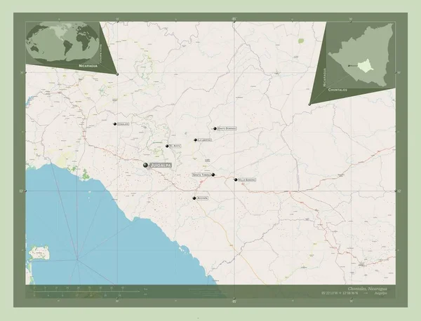 Чонталес Департамент Никарагуа Карта Улиц Места Названия Крупных Городов Области — стоковое фото