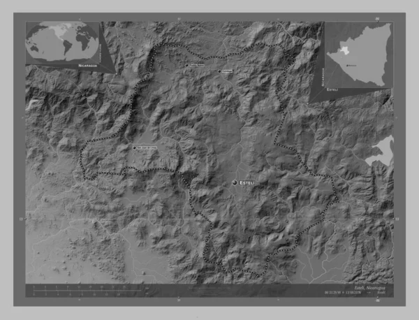 Esteli Oddělení Nikaraguy Výškové Mapy Jezery Řekami Umístění Názvy Velkých — Stock fotografie