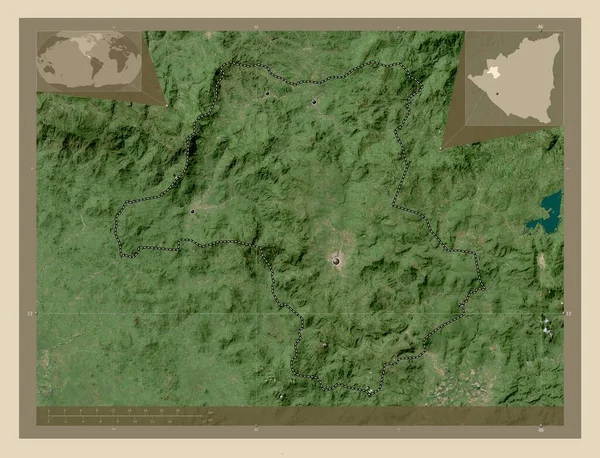 ニカラグアのエステリだ 高解像度衛星地図 地域の主要都市の場所 コーナー補助位置図 — ストック写真