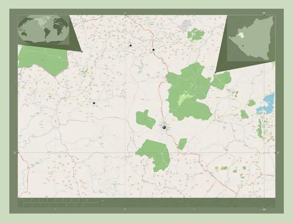 Esteli Departament Nikaragui Otwórz Mapę Ulic Lokalizacje Dużych Miast Regionu — Zdjęcie stockowe