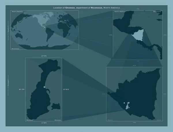 Granada Departamento Nicarágua Diagrama Mostrando Localização Região Mapas Maior Escala — Fotografia de Stock