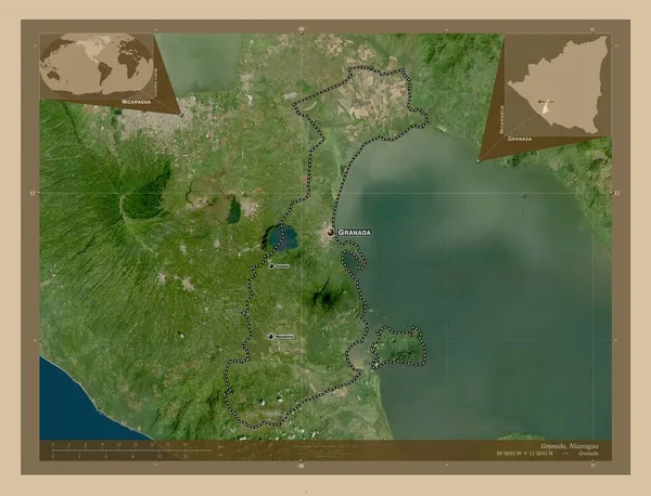 Гранада Департамент Никарагуа Карта Спутника Низкого Разрешения Места Названия Крупных — стоковое фото
