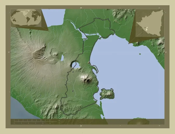 Гранада Департамент Нікарагуа Висота Карти Забарвлена Вікі Стилі Озерами Річками — стокове фото