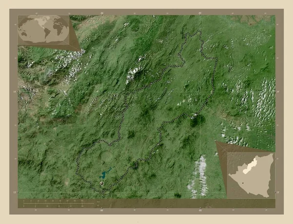 Jinotega Department Nicaragua High Resolution Satellite Map Corner Auxiliary Location — Stock Photo, Image