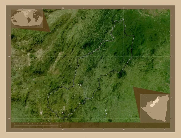 Jinotega Nikaragua Bölümü Düşük Çözünürlüklü Uydu Köşedeki Yedek Konum Haritaları — Stok fotoğraf