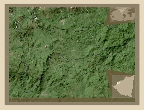 Madriz Διαμέρισμα Νικαράγουα Υψηλής Ανάλυσης Δορυφορικός Χάρτης Γωνιακοί Χάρτες Βοηθητικής — Φωτογραφία Αρχείου