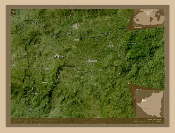 Madriz Διαμέρισμα Νικαράγουα Δορυφορικός Χάρτης Χαμηλής Ανάλυσης Τοποθεσίες Και Ονόματα — Φωτογραφία Αρχείου
