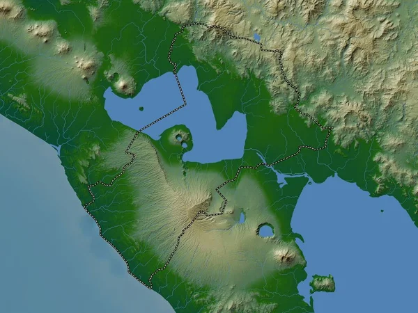 Managua Oddělení Nikaraguy Barevná Mapa Jezery Řekami — Stock fotografie