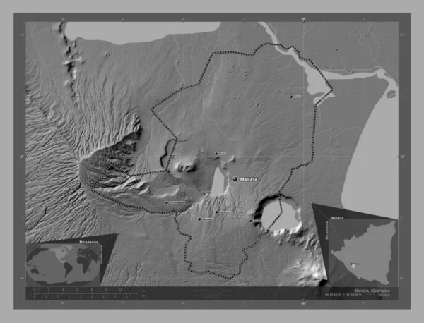 Масая Департамент Нікарагуа Білевелівська Карта Висот Озерами Річками Місця Розташування — стокове фото