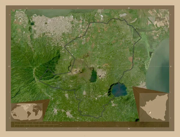 ニカラグアのマサヤだ 低解像度衛星地図 コーナー補助位置図 — ストック写真