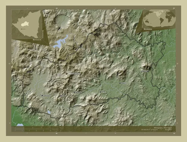 Матагальпа Департамент Нікарагуа Висота Карти Забарвлена Вікі Стилі Озерами Річками — стокове фото