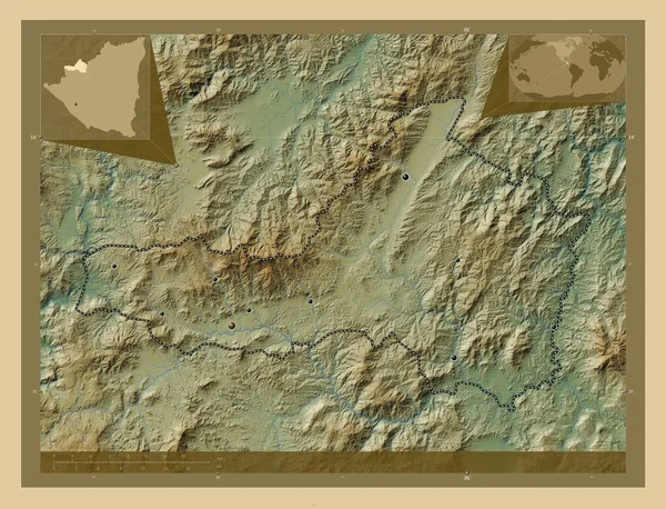 Nueva Segovia Департамент Нікарагуа Кольорові Карти Висот Озерами Річками Розташування — стокове фото