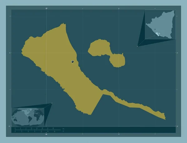 里瓦斯 尼加拉瓜省 固体的颜色形状 角辅助位置图 — 图库照片