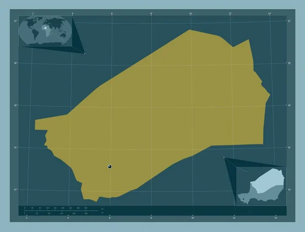 Agadez Departamento Níger Forma Cor Sólida Mapa Localização Auxiliar Canto — Fotografia de Stock