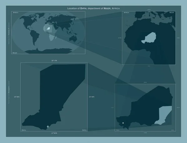 나이지리아의 도표는 규모의 지도에서 지역의 위치를 줍니다 프레임 Png 모양의 — 스톡 사진