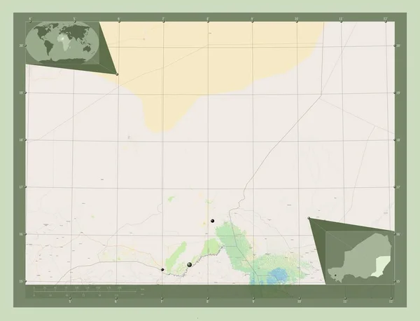 Diffa Departement Niger Open Street Map Standorte Der Wichtigsten Städte — Stockfoto