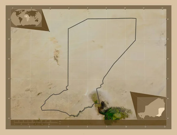 Діффа Відділ Нігеру Супутникова Карта Низькою Роздільною Здатністю Кутові Допоміжні — стокове фото