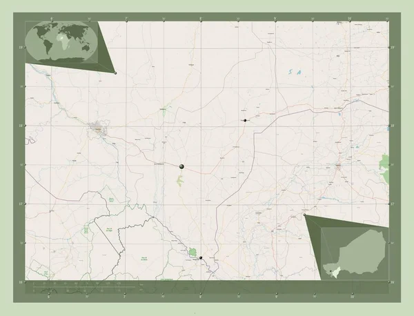 Dosso Departament Nigru Otwórz Mapę Ulic Lokalizacje Dużych Miast Regionu — Zdjęcie stockowe