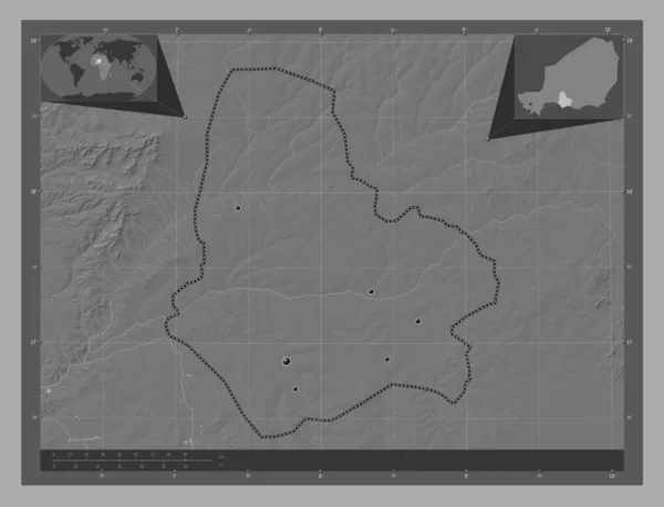 Маради Департамент Нигера Карта Рельефа Билевела Озерами Реками Места Расположения — стоковое фото