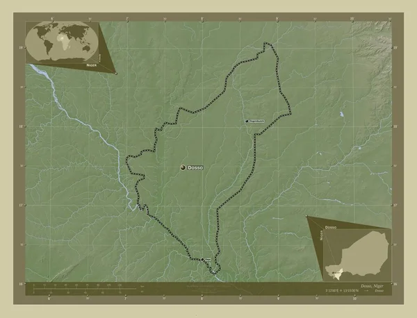 Dosso Département Niger Carte Altitude Colorée Dans Style Wiki Avec — Photo