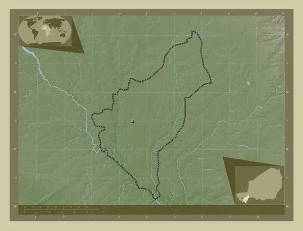 Dosso Departament Nigru Mapa Wzniesień Kolorowa Stylu Wiki Jeziorami Rzekami — Zdjęcie stockowe