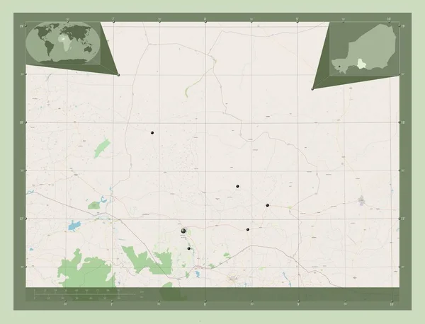 Maradi Departament Nigru Otwórz Mapę Ulic Lokalizacje Dużych Miast Regionu — Zdjęcie stockowe