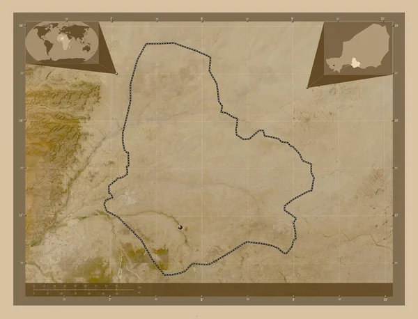 Μαράντι Τμήμα Νίγηρα Δορυφορικός Χάρτης Χαμηλής Ανάλυσης Γωνιακοί Χάρτες Βοηθητικής — Φωτογραφία Αρχείου