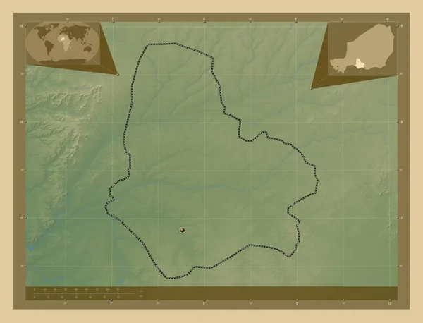Маради Департамент Нигера Цветная Карта Высоты Озерами Реками Вспомогательные Карты — стоковое фото