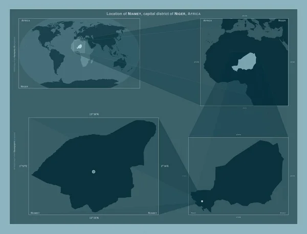 Niamey Nijer Başkenti Büyük Ölçekli Haritalarda Bölgenin Yerini Gösteren Diyagram — Stok fotoğraf