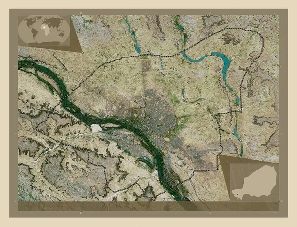 Νιαμέι Πρωτεύουσα Του Νίγηρα Υψηλής Ανάλυσης Δορυφορικός Χάρτης Γωνιακοί Χάρτες — Φωτογραφία Αρχείου