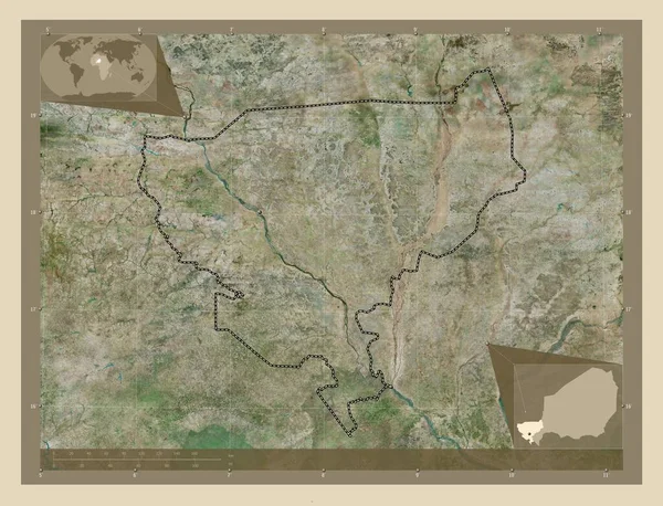 Τίλαμπερι Τμήμα Νίγηρα Υψηλής Ανάλυσης Δορυφορικός Χάρτης Γωνιακοί Χάρτες Βοηθητικής — Φωτογραφία Αρχείου