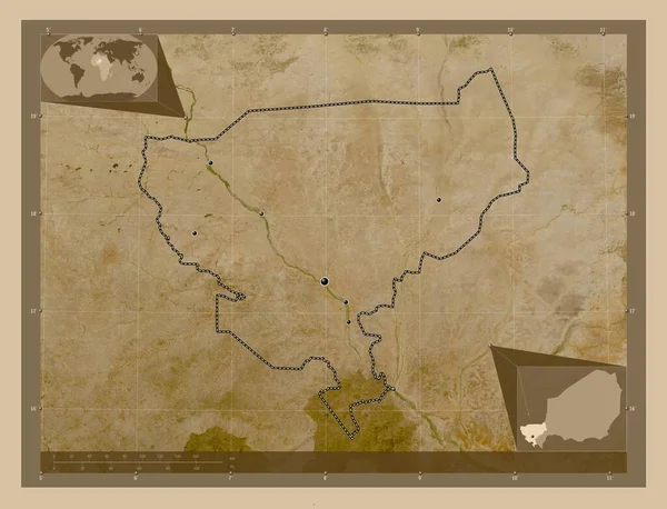 Tillabery Departamento Níger Mapa Satélite Baixa Resolução Locais Das Principais — Fotografia de Stock