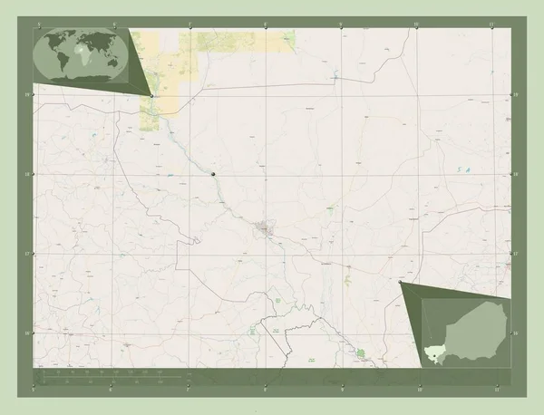 Тиллабери Департамент Нигера Карта Улиц Вспомогательные Карты Расположения Углов — стоковое фото