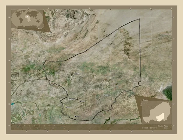 Zinder Τμήμα Νίγηρα Υψηλής Ανάλυσης Δορυφορικός Χάρτης Τοποθεσίες Και Ονόματα — Φωτογραφία Αρχείου