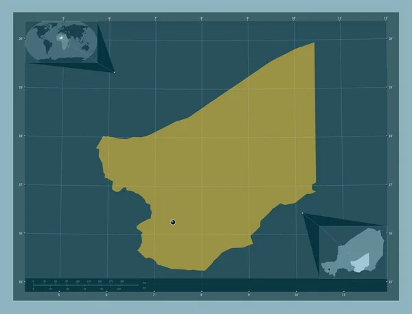 Zinder Departament Nigru Solidny Kształt Koloru Pomocnicze Mapy Położenia Narożnika — Zdjęcie stockowe