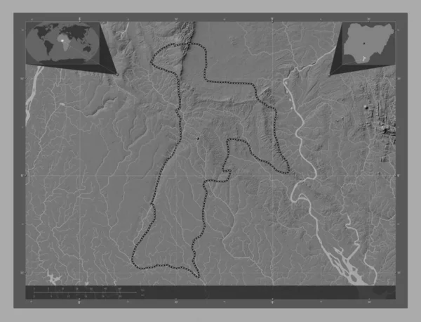 Abia State Nigeria Bilevel Elevation Map Lakes Rivers Corner Auxiliary — Stock Photo, Image