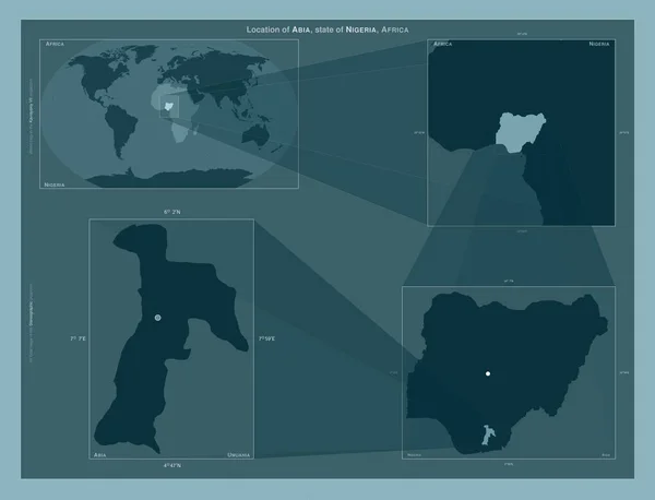 Abia Estado Nigeria Diagrama Que Muestra Ubicación Región Mapas Gran — Foto de Stock