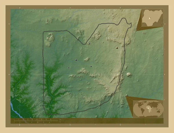 Abuja Ομοσπονδιακή Πρωτεύουσα Έδαφος Της Νιγηρίας Χρωματιστός Υψομετρικός Χάρτης Λίμνες — Φωτογραφία Αρχείου