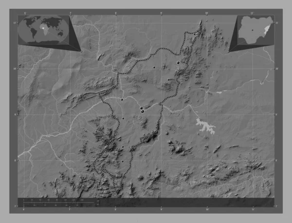 Адамава Штат Нігерія Білевелівська Карта Висот Озерами Річками Розташування Великих — стокове фото