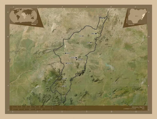 Adamawa Estado Nigeria Mapa Satelital Baja Resolución Ubicaciones Nombres Las —  Fotos de Stock