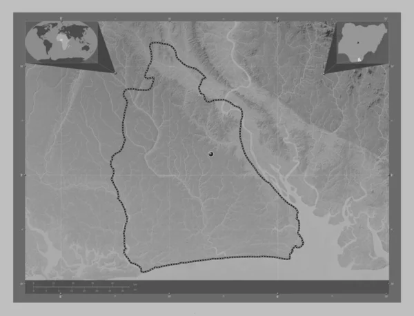 Аква Ибом Штат Нигерия Карта Высот Оттенках Серого Озерами Реками — стоковое фото