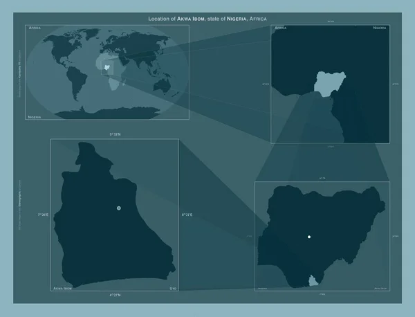 Akwa Ibom Nijerya Eyaleti Büyük Ölçekli Haritalarda Bölgenin Yerini Gösteren — Stok fotoğraf