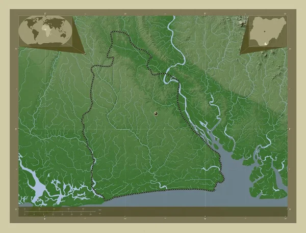 Akwa Ibom Estado Nigeria Mapa Elevación Coloreado Estilo Wiki Con —  Fotos de Stock