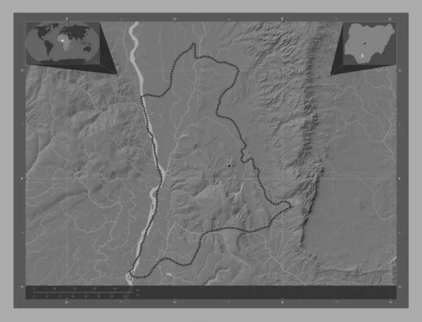 Анамбра Штат Нігерія Білевелівська Карта Висот Озерами Річками Кутові Допоміжні — стокове фото