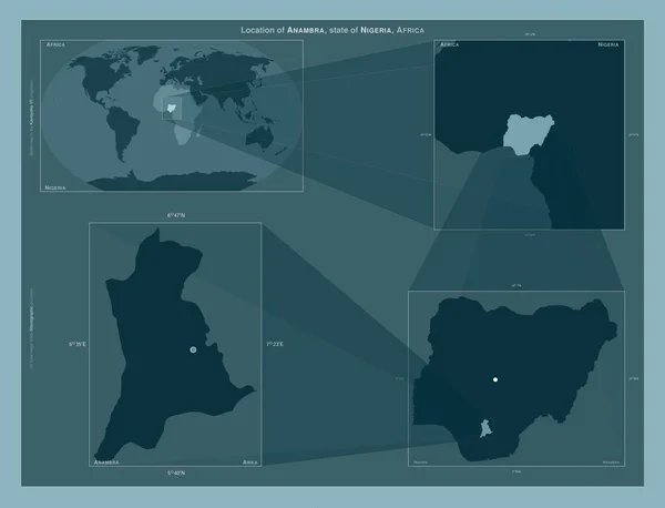 Anambra Nijerya Eyaleti Büyük Ölçekli Haritalarda Bölgenin Yerini Gösteren Diyagram — Stok fotoğraf