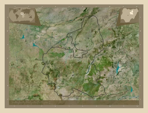 Баучи Штат Нигерия Спутниковая Карта Высокого Разрешения Вспомогательные Карты Расположения — стоковое фото