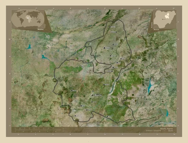 Баучи Штат Нигерия Спутниковая Карта Высокого Разрешения Места Названия Крупных — стоковое фото