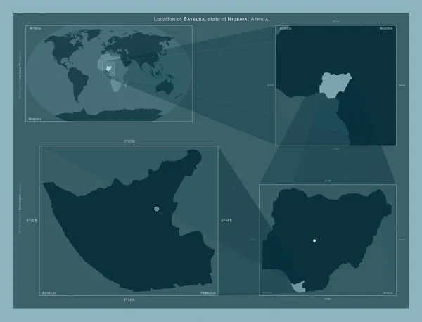 Баєльса Штат Нігерія Діаграма Показує Розташування Регіону Мапах Великого Масштабу — стокове фото